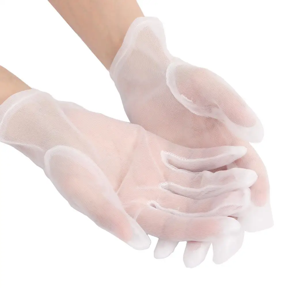 

White Girls Ultra Thin Transparent Faux Silk Wedding Mesh Finger Gloves Short Gloves Opera Gloves