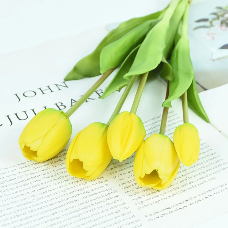 Kunstbloemen Kunstmatige Tulpen Bloemen Nep Bloem Tulp 10 stks Real Nep Tulpen Boeket Touch PU Latex Materiaal Tulpen Arrangement Thuis Bruiloft Bloemen Decor