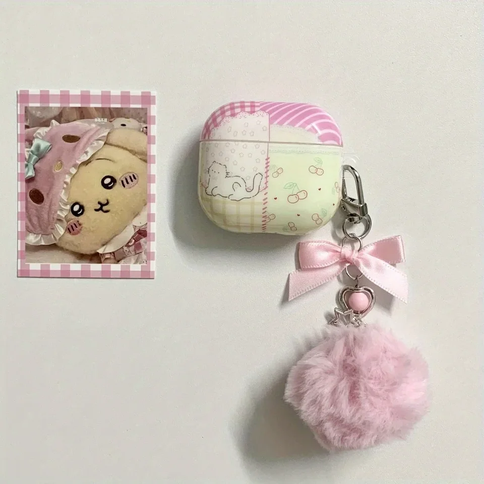 [A229] Splicing plaid cat is suitable for AirPods pro2 protective case airpods4 protective case active noise reduction apple