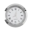 1-1/2 inch Quartz Movement Round Mini Clock Insert for for 35 mm Diameter Hole with White Face,Roman Numerals, Silver Tone Bezel 1