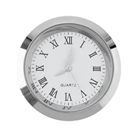 1-1/2 inch Quartz Movement Round Mini Clock Insert for for 35 mm Diameter Hole with White Face,Roman Numerals, Silver Tone Bezel 1