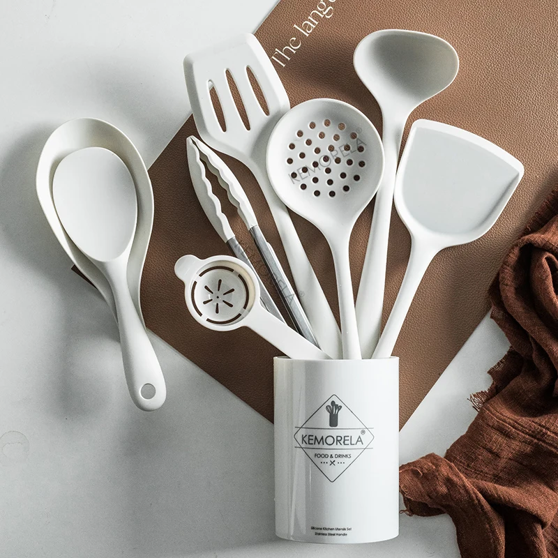 Silicone Kitchen Utensil Set - Non-Stick Cooking Tools with Silicone Handles, 9-Piece Cookware Accessories