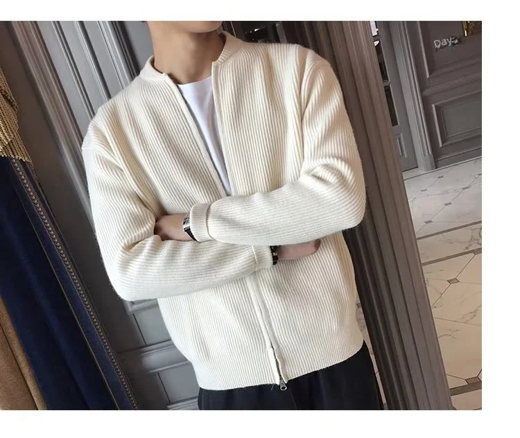 Description Picture 3 of itemSpring Autumn 2023 New Men's Sweater Jacket Solid Color Knitted Cardigan Casual Versatile Slimming Smooths Your Silhouette Top