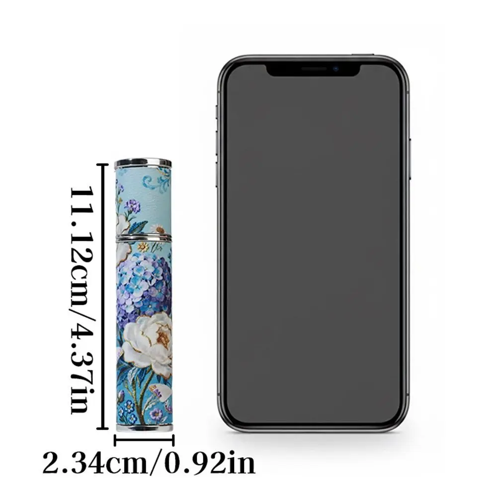 PU Leather Perfume Bottle Floral 10ml Cosmetic Container Leak-proof Refillable Ultra-fine Mist Fragrance Container for Woman