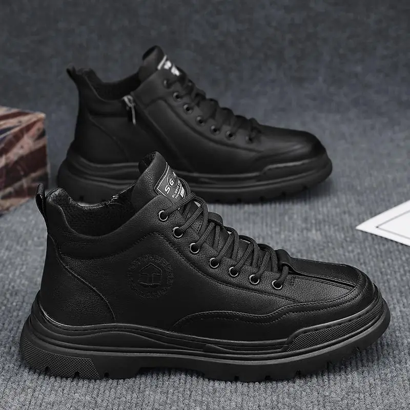 

Мужские высокие ботинки, новинка 2023, зимние боевые ботинки для тренировок, Мужские ботинки в британском стиле для работы на мотоцикле, осень