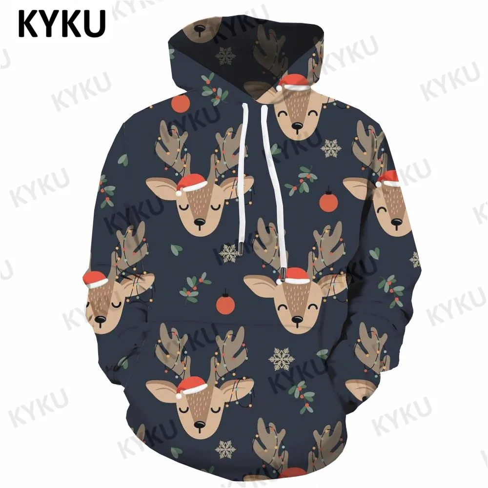 

Christmas Hoodie Men Gift Sweatshirt Printed Christmas Gift Hoodie Print Christmas Deer 3d Printed Lantern Hoody Anime