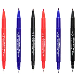 Dual Tip Permanent Ink Marker Pens - Fine and Broad Line Waterproof Pens for Art and Technical Detailing (Black/Red) (Mixcolors 6PCS)