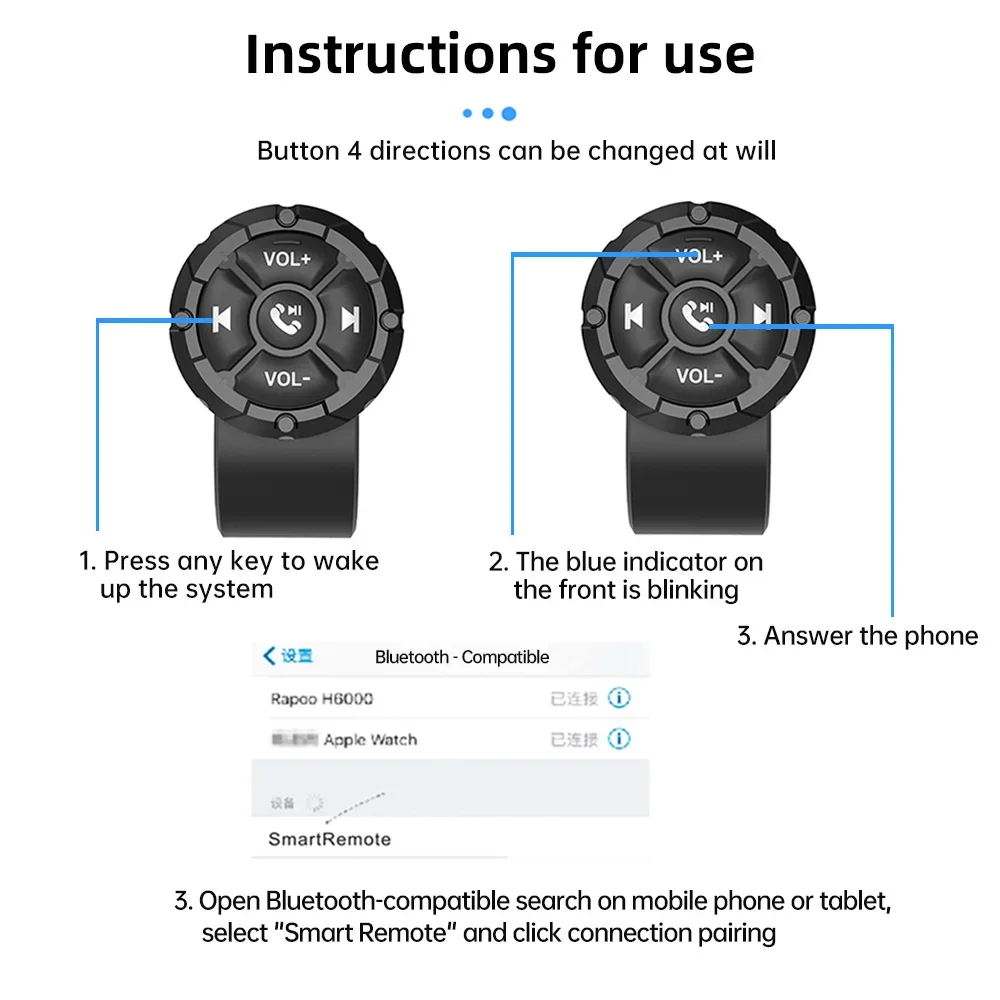 Car Steering Wheel Remote Control Media Controller Button Bluetooth-compatible M