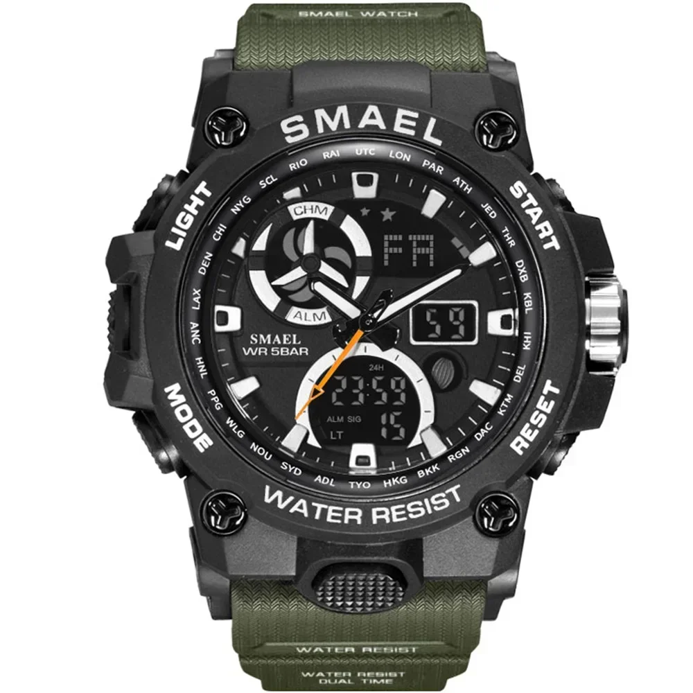 

SMAEL Stopwatch Clendar Quartz Wristwatches Sports Watch Men's Outdoor Waterproof Electronic Watch Nightlight Alarm Reloj Hombre