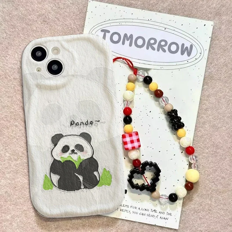 Adorable Panda Wrist Strap Phone Case - Stylish and Functional Protective Cover