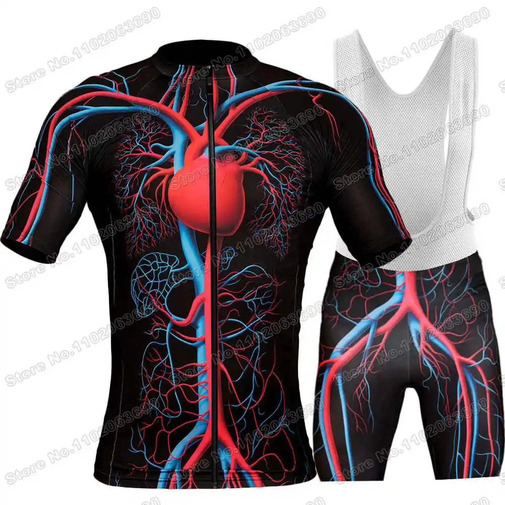 2023 Human Circulatory System Cycling Jersey Set Summer Cycling Clothing Men Road Bike Shirt Suit Bicycle Bib Shorts MTB Maillot 4