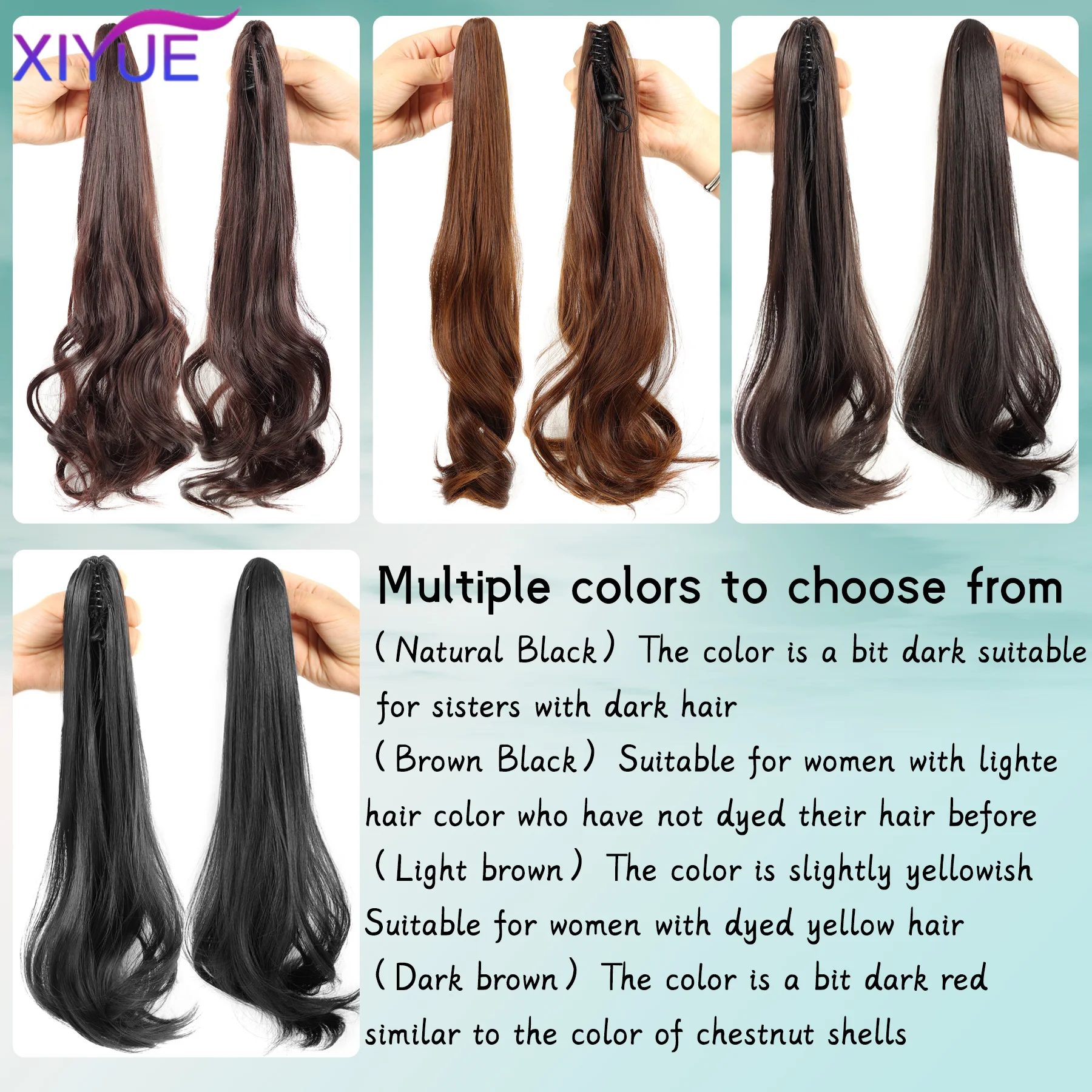 Synthetic Long Straight Claw Clip On Ponytail Hair Extensions 45cm Heat Resistant Pony Tail Hair piece For Women Daily Party