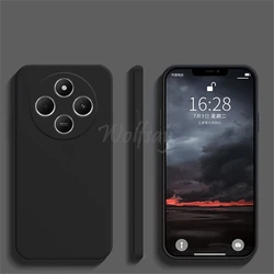 Liquid Silicone Plain Rubber TPU Phone Protector Cover for Redmi 14C 4G (Black)
