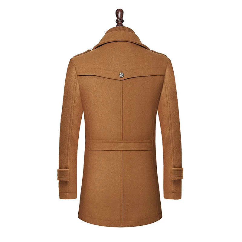 2023 Men's coat vertical zipper autumn and winter detachable double layer collar wool woolen  standard youth  trench 
