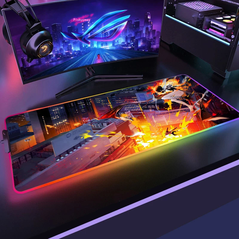 

Chainsaw Man RGB Mousepad 900x400x3mm Gaming Mouse Pad Gamer Mat Computer Desk Padmouse Keyboard Colorful Locrkand Play Mats