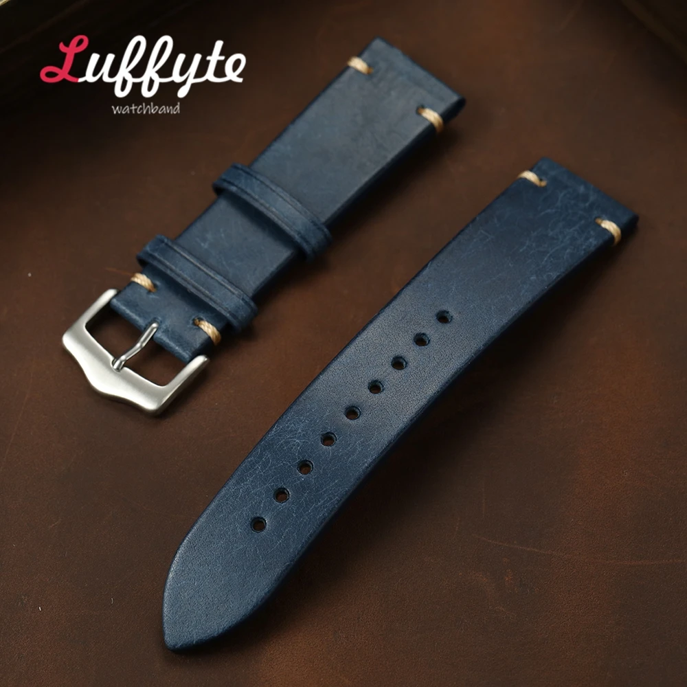 Vintage Frosted Cowhide Leather Watch Strap - High-Quality Accessory