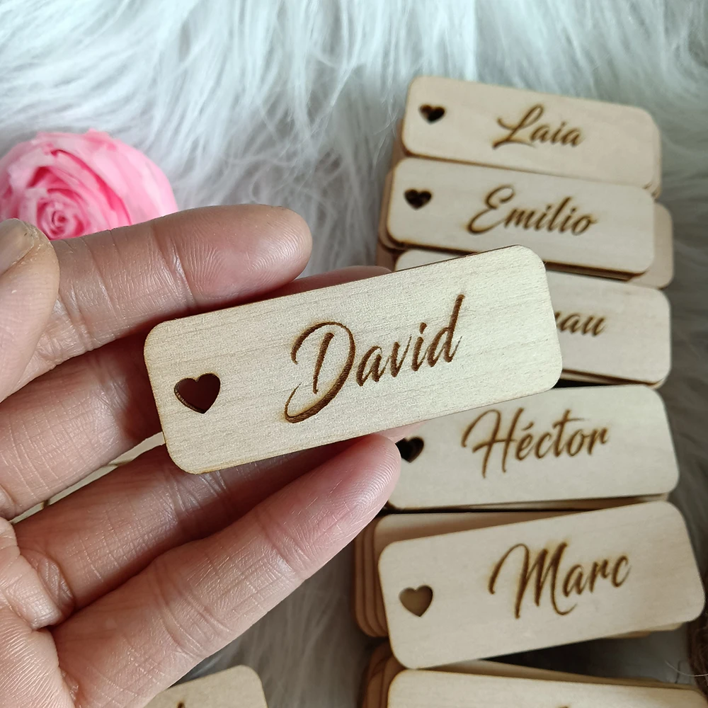 Wooden Wedding Table Cards Customized Banquet Guest Name Wooden Label Card Decoration Wedding Table Card Personalized Wooden Label Tag