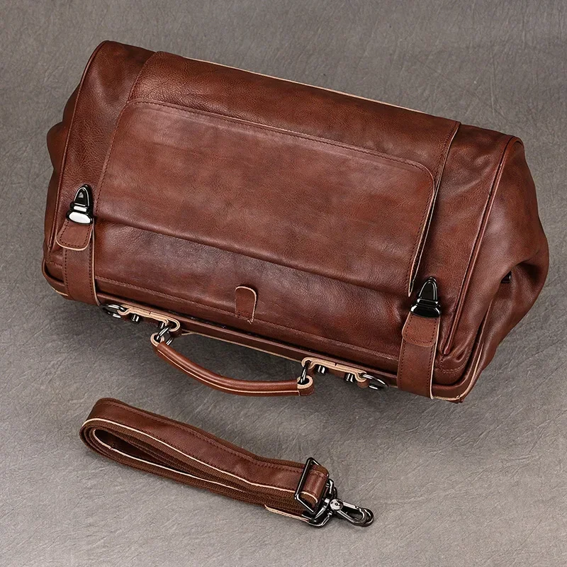 Genuine Leather Travel Bag for Men and Women