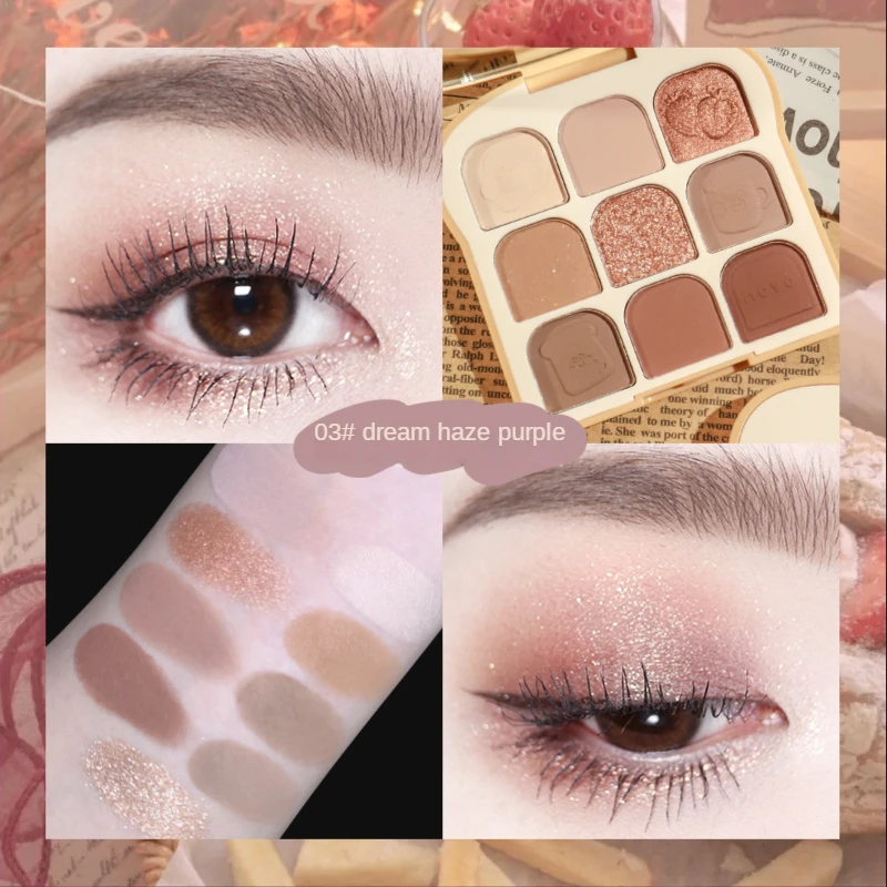 NOVO Toast 9 Colors Matte Eyeshadow Palette Pearlescent Eye Plate Cute Makeup Palette Female Cosmetic Lasting Nature Beauty eye shadow eye shadow plate