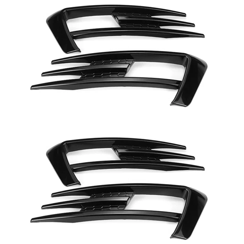 

4X For Golf 7 MK7 2013-2017 Gloss Black Car Bumper Fog Light Grille Cover Trim