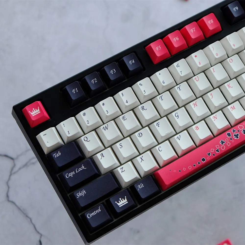 

130 Keys/Set Poker Keycaps Cherry Profile PBT DYE-SUB Red Personalized Keycaps For MX Switch NJ80 GK61 C64 Custom Keyboard