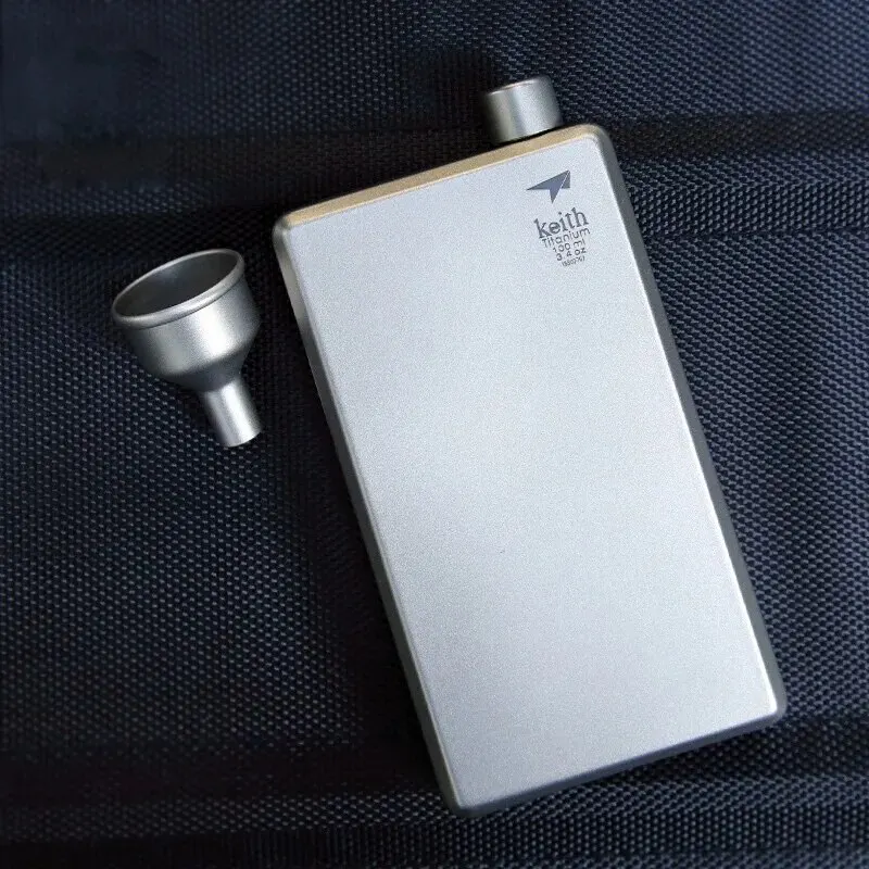 Keith Pure Titanium Hip Flask With Funnel 100ml Drinkware Outdoor Sports Camping Hiking Pot Whiskey Wine Alcohol Bottle 3