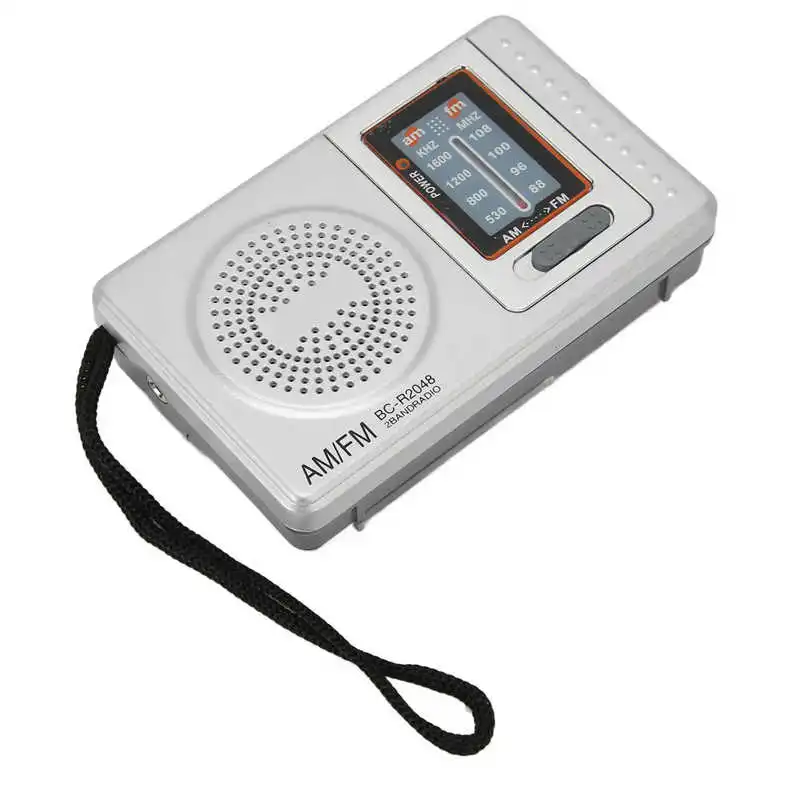  Radio portátil, transistor AM FM, funciona con batería, chip  DSP, mini radio de bolsillo con altavoz para auriculares, color gris  plateado para viajes al aire libre en el hogar : Electrónica