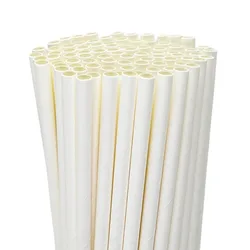 Eco - Friendly Kraft Paper Straws - Biodegradable and Sustainable for Milkshakes (100 Pack) (White)