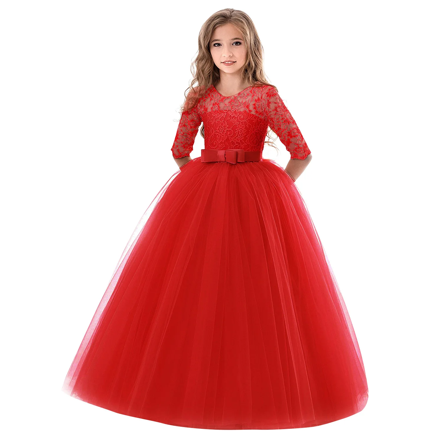 Elegante vestido de encaje de princesa para nios, vestidos bordados de  flores para nias, vestidos Vintage para nios, vestido de baile rojo para  fiesta de navidad | Bodega Aurrera en lnea