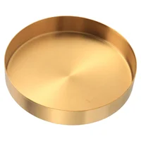 Round Gold Tray,Metal Decorative Tray Makeup Tray Organizer for Vanity,Bathroom,Dress,Matte Brass Finish, 4.9 Inch 1