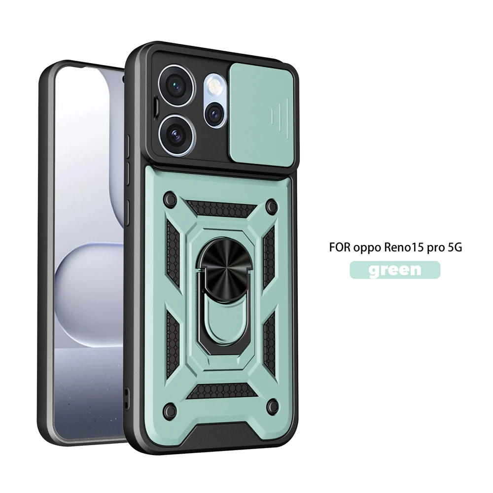 Armor Magnetic Ring Shockproof Case with Slide Camera Protection