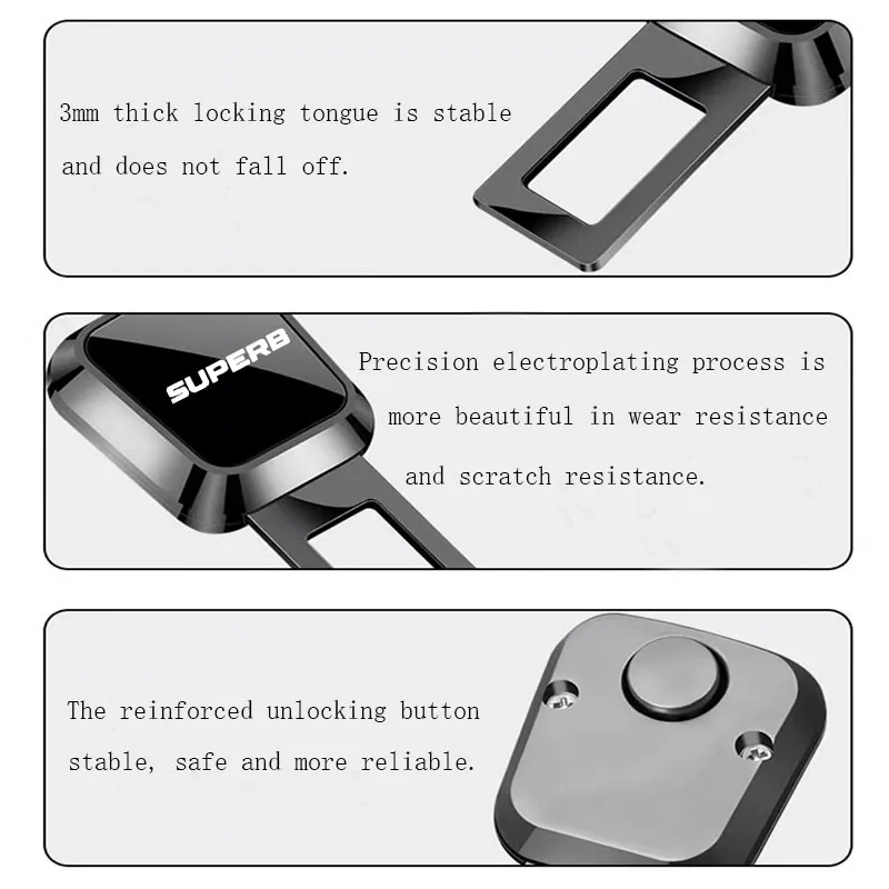 For Skoda 2009- MK2 MK3 SUPERB Car Seat Belt Clip Extender Safety Seatbelt Lock Buckle Plug