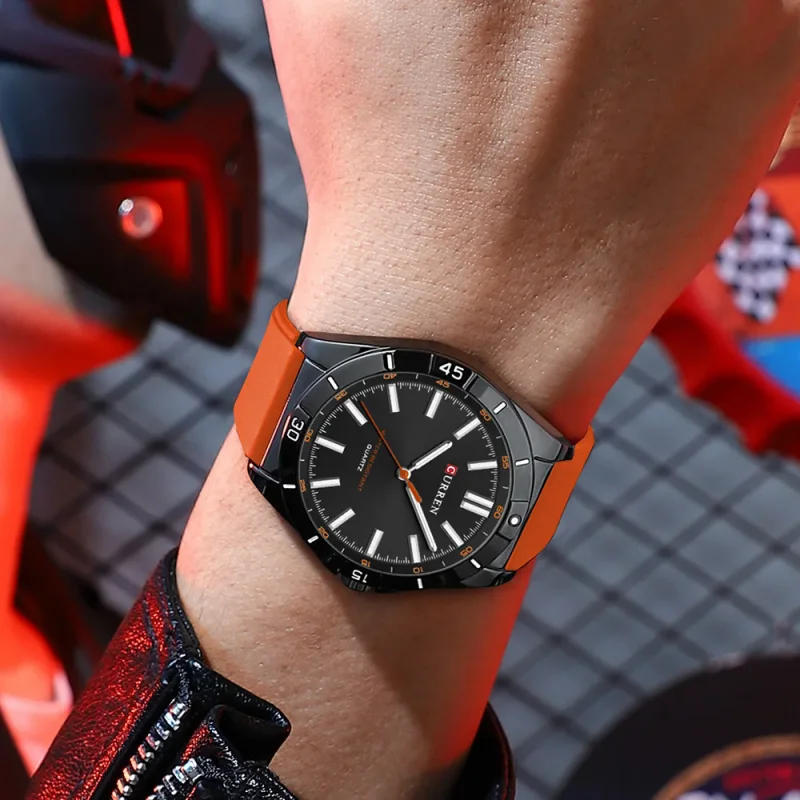 CURREN 8449 New Men's Fashion Quartz Watch Business Luminous Male Clock Waterproof Silicone Strap Casual Wristwatch reloj hombre 4