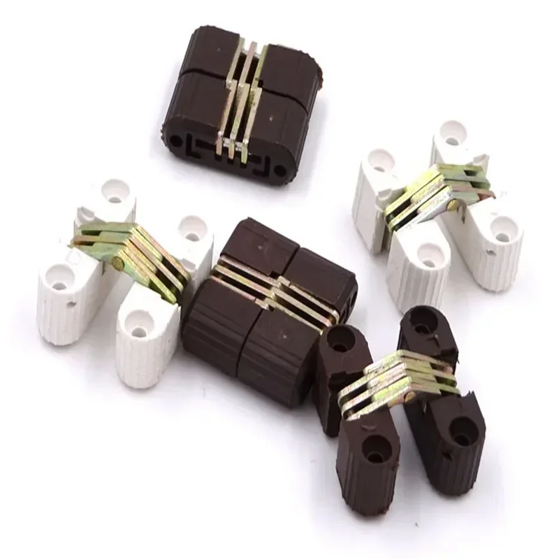 New 4Pcs Hidden-Hinges Plastic Iron Invisible Folding Door Cross Hinge Plastic Concealed Hinge Furniture Hardware Replacement