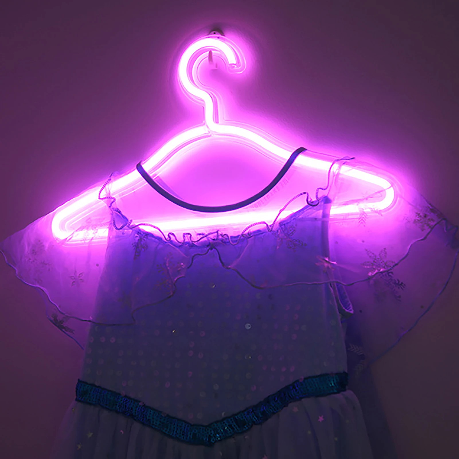 Neon Sign Clothes Hanger LED Light Clothing Hanger Convenient To Use With Switch Practical Clothes Organizer Hanger Romantic 3