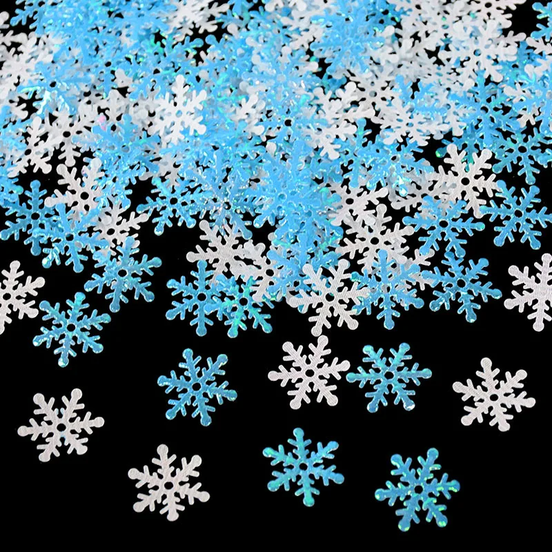 Description Picture 6 of item300pcs Christmas Snowflakes Confetti Xmas Tree Ornaments Christmas Decorations for Home Table Winter Party Cake Decor Supplies