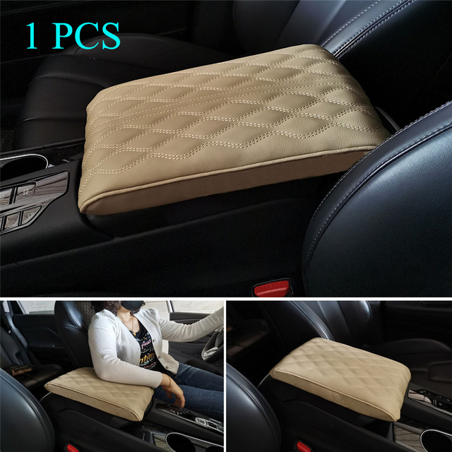Leather Car Armrest Pad Cover Universal Center Console Wave Embroider Auto Seat Box Protection Cushion Hand Supports