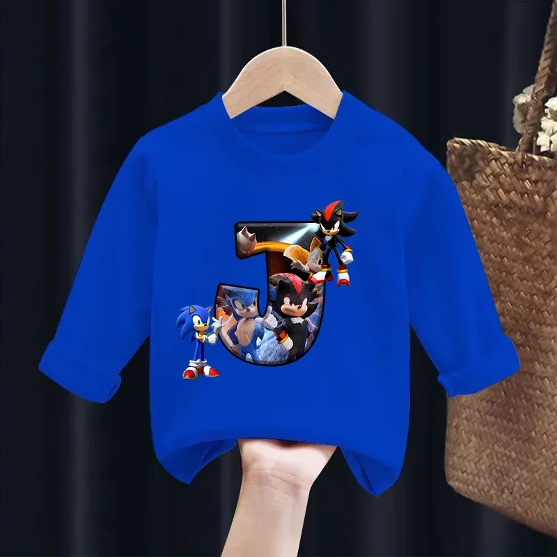 thumbnail image 1 of Sudadera con capucha para niños de Sonics, camisetas de manga larga con cuello redondo y dibujos animados, suéter de cuello redondo para niños de otoño, ropa de regalo nueva, 1 of 5