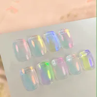 9Jar/Set Aurora Moonlight Mirror Nail Powder 9 Colors Pearl Mermaid Unicorn Nail Chrome  UV Gel Polish  Pigment DIY Nail Decor 2