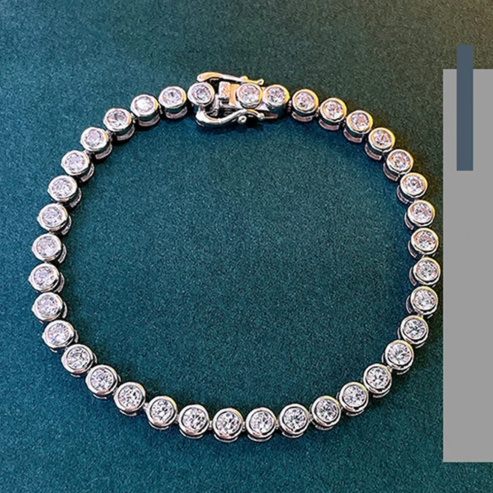 

Charm Lab Moissanite Diamond Bangle Bracelet 100% Real 925 Sterling silver Wedding Bracelets For Women Men Promise Party Jewelry