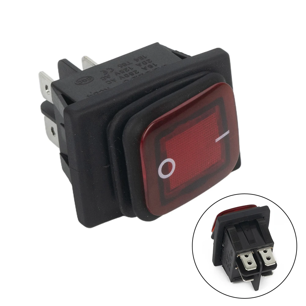 

On-Off Rocker Switch Rectangle Red Waterproof 20A 250VAC 20A DPST IP67 30 X 22mm Illuminated Brand New Durable