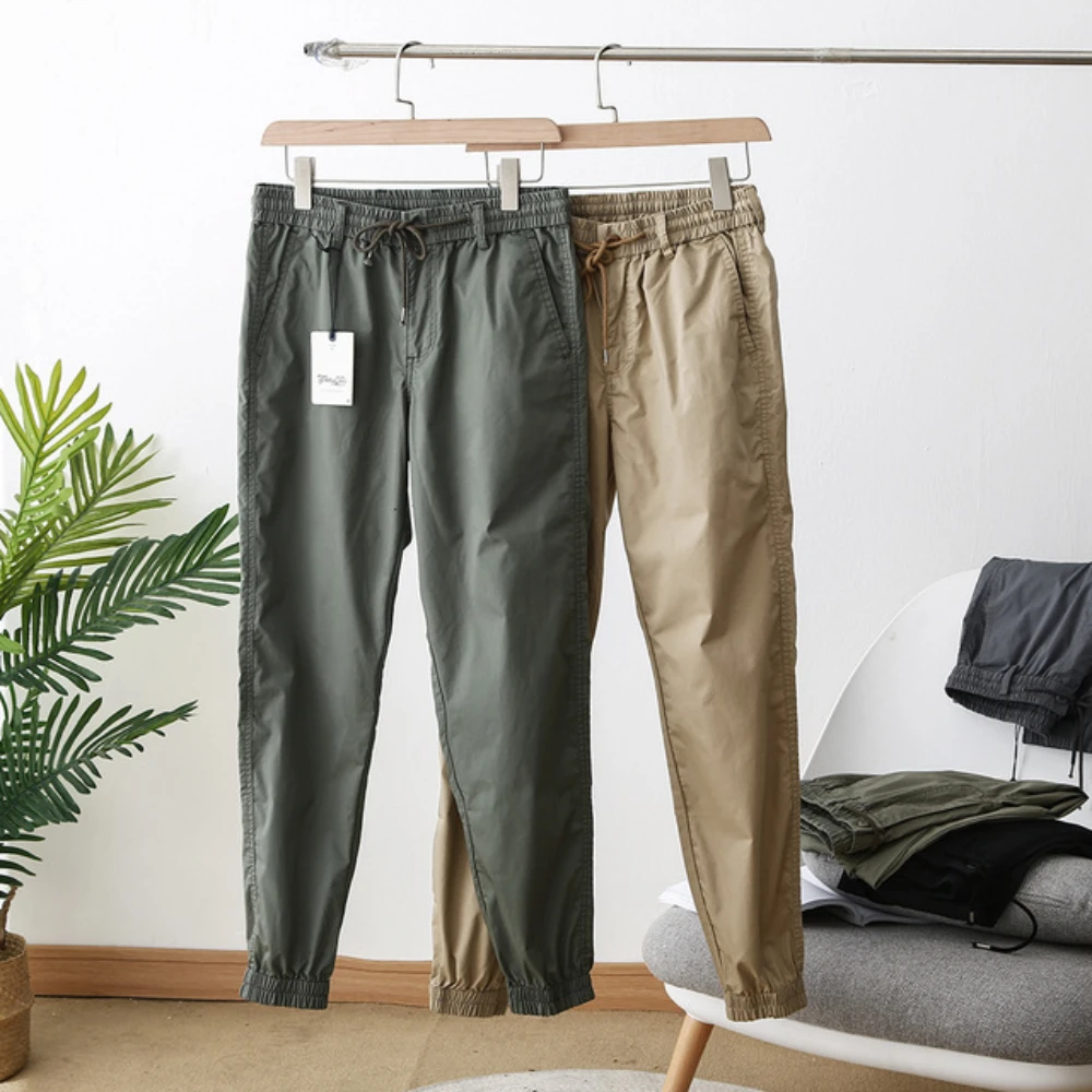 

Брюки-карго мужские на резинке, модные однотонные простые базовые дышащие спортивные штаны на завязках, повседневные, для улицы, осень