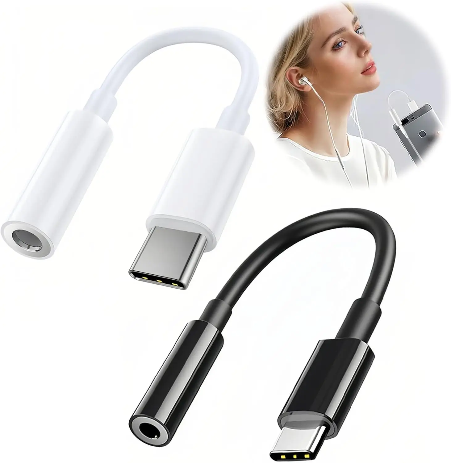 USB C to 3.5mm Female Headphone Jack Hi-Res DAC Cable Digital Audio Adaptor Dongle Earphone Cable Converter