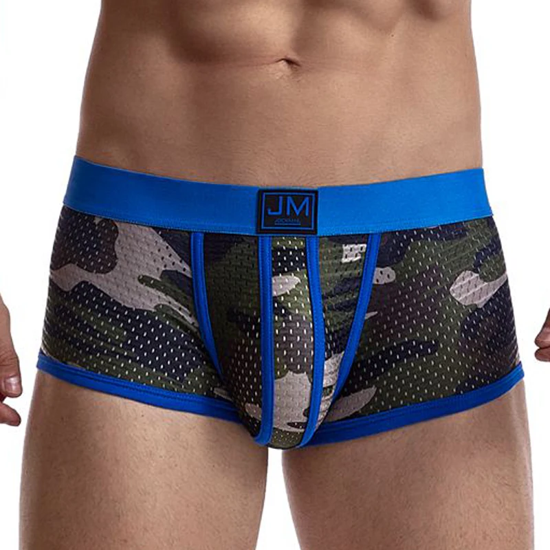 JOCKMAIL mens underwear boxers camouflage mesh sexy Panties low waist bermuda masculina sports fantazi ic giyim XXL bokserki