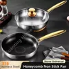 316 Stainless Steel Frying Pan Wok Non-stick Honeycomb Pot Home Steak skillet Gas Stove Induction Saucepan Kitchen Cookware 30cm 2