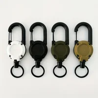1/2/4pcs Extendable Retractable Holders Keychain Badge Reels Heavy Duty Clip With Carabiner Key Chain For Men Outdoor Bags 2