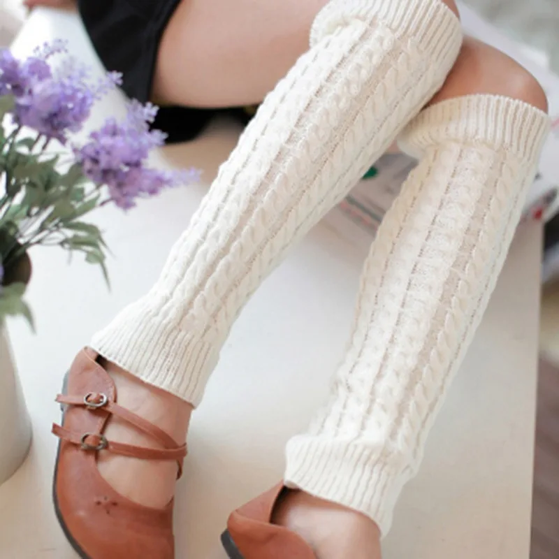 Leg Warmers Japanese Lolita Knit Socks Wool Ball Cosplay Women Autumn Winter