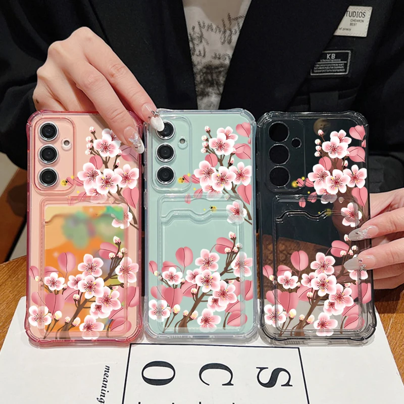 Floral Card Holder Phone Cover with Wallet Pocket