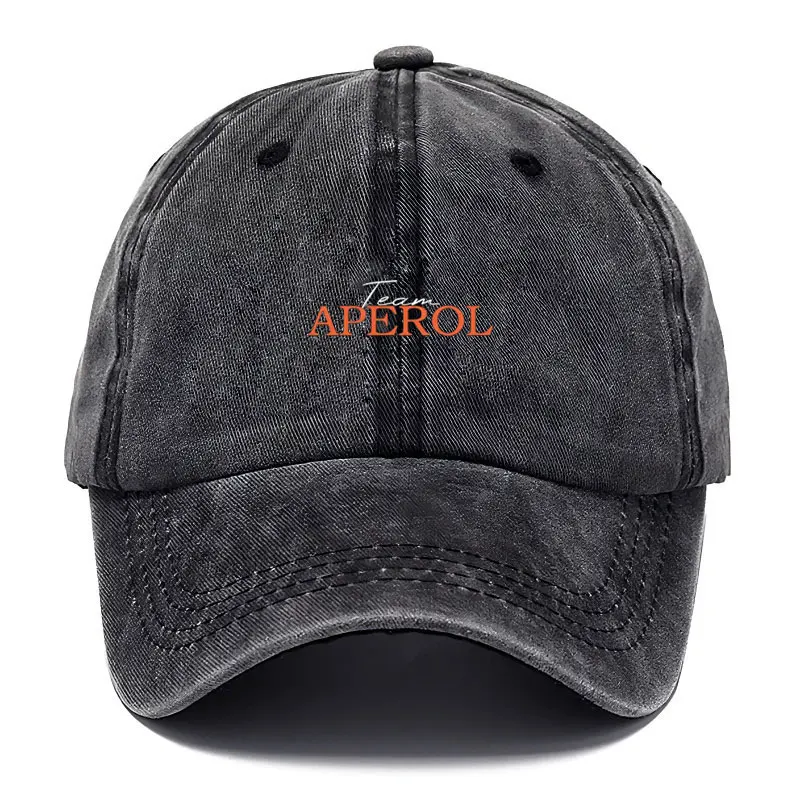 Team Aperol Vintage Washed Baseball Cap Retro Distressed Cotton Hat Unisex Verstellbare Snapback-Kappe für Gruppenfeiern, Sport und Freunde