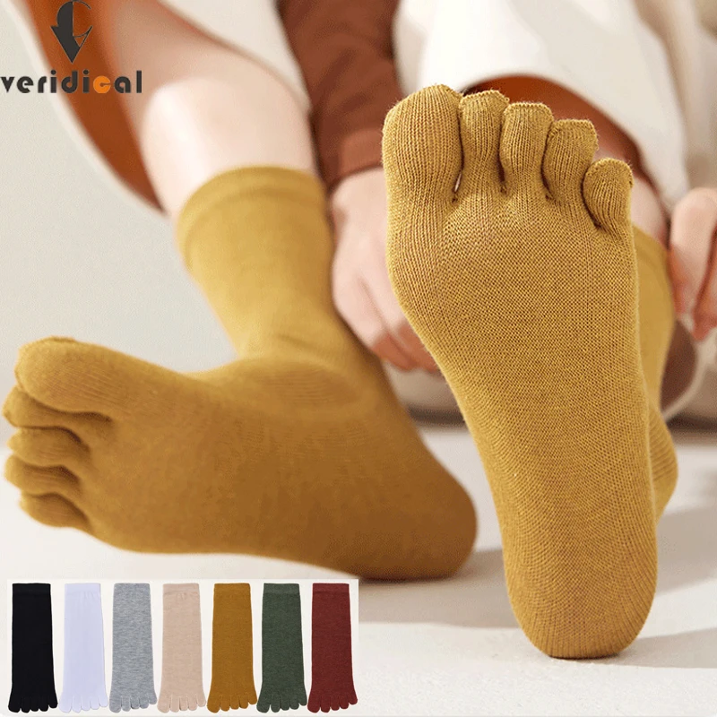 

5 Pairs Women 5 Finger Socks Cotton Solid Young Fashion Soft Elastic Sweat-Absorbing Deodorant Toe Harajuku Socks 4 Seasons